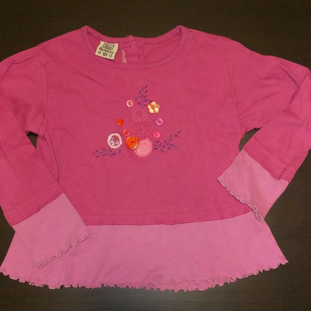 Beautiful embellished long sleeve girls 10 shirt